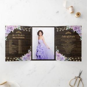 Purple Floral Enchanted Forest Quinceañera Program