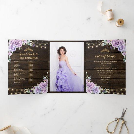Purple Floral Enchanted Forest Quinceañera Program
