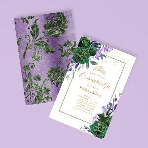 Purple Floral Gold Quinceañera