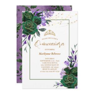 Purple Floral Gold Quinceañera