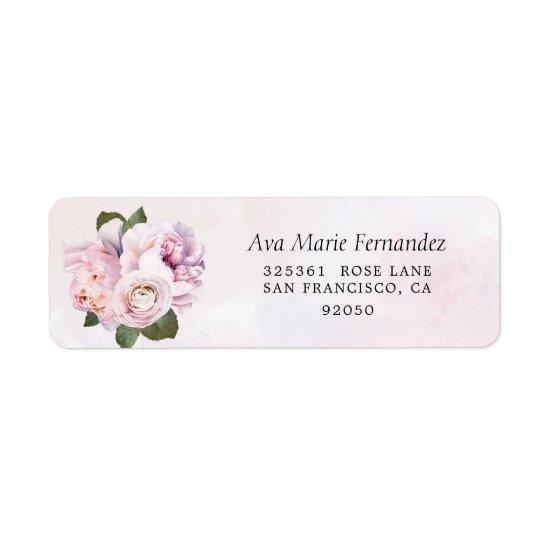 Purple Floral  Return Address  Label