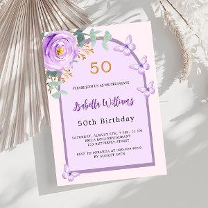 Purple floral pink arch butterfly luxury Birthday