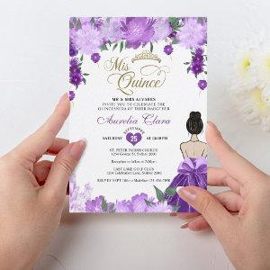 Purple Floral Princess Mis Quince Quinceañera