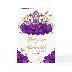 Purple Floral Princess Tiara Quinceanera Program
