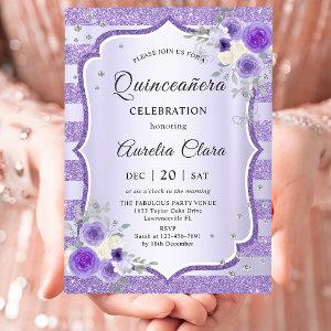 Purple  Floral Quinceanera birthday