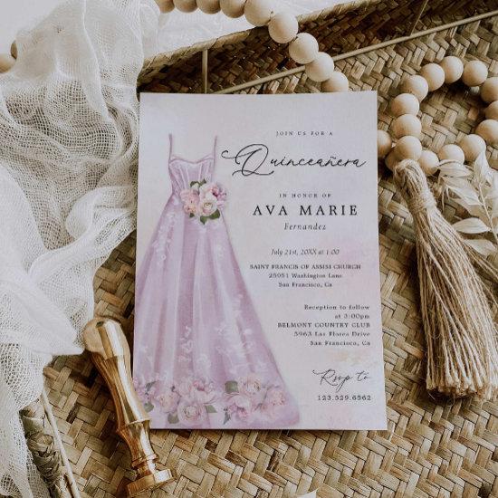 Purple Floral Quinceañera Birthday Photo
