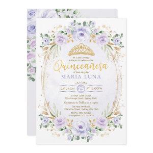 Purple Floral Quinceañera Mis Quince 15th Birthday