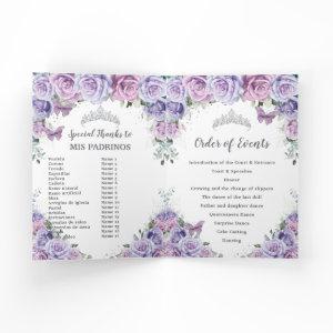 Purple Floral Quinceañera Order of Events Padrinos Program