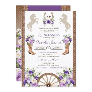 Purple Floral Rustic Western Charro Quinceanera
