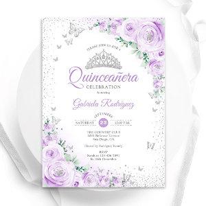 Purple Floral Watercolor Roses Quinceanera