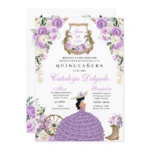 Purple Floral Western Mariachi Charro Quinceañera