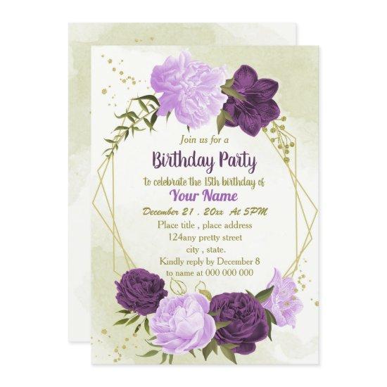 purple flowers green leaves birthday