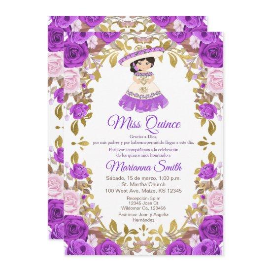 Purple Flowers Quinceanera