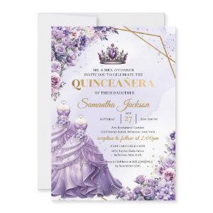 Purple flowers Twin Princess Dress Quinceañera