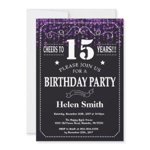Purple Glitter 15th Birthday