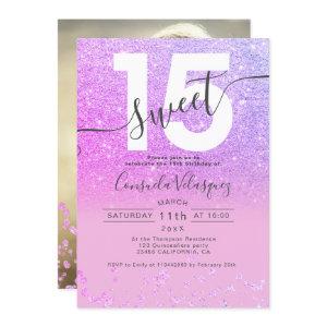 Purple glitter confetti pink Quinceanera photo