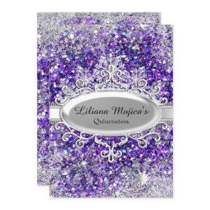 Purple Glitter Crystal Snowflake Quinceanera