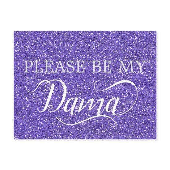 Purple Glitter Dama Quinceanera Dama Proposal  Postcard