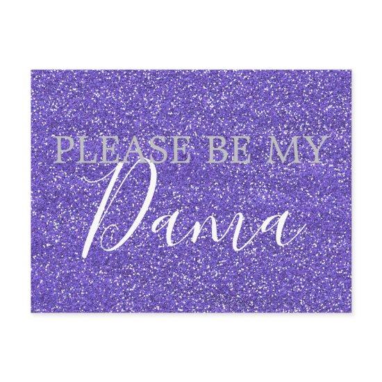 Purple Glitter Dama Quinceanera Proposal  Postcard