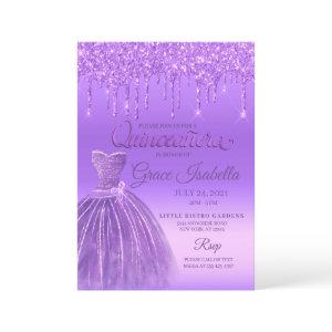 Purple Glitter Drip Quinceanera Birthday