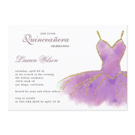 Purple Glitter Gown Quinceanera