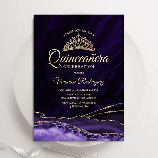 Purple Gold Agate Marble Quinceanera