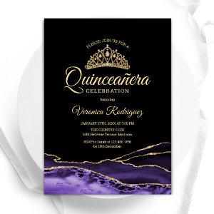 Purple Gold Black Agate Marble Quinceanera
