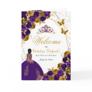 Purple & Gold Butterfly Quinceanera Program