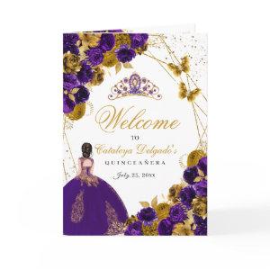 Purple & Gold Butterfly Quinceanera Program