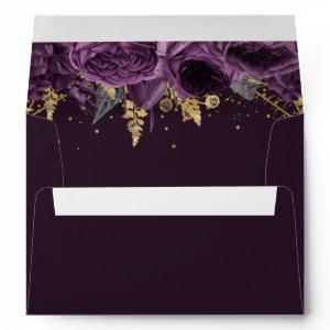 Purple Gold Floral Elegant Envelope