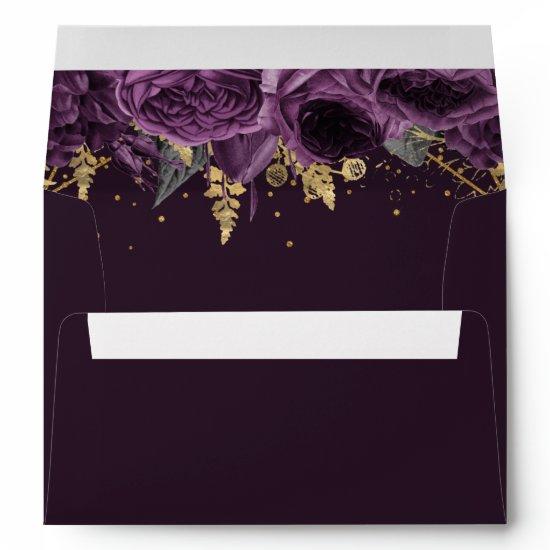Purple Gold Floral Elegant Envelope