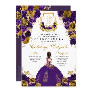 Purple & Gold Floral Elegant Quinceañera