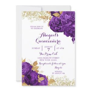 Purple Gold Floral Mexican Quinceañera