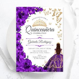 Purple Gold Floral Quinceanera