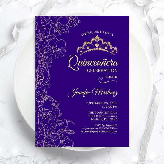 Purple Gold Floral Quinceanera Party