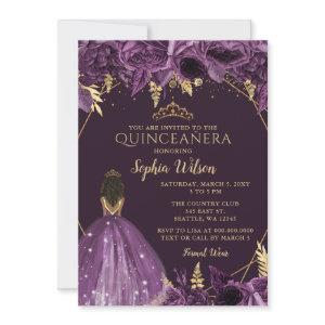 Purple Gold Floral Tan Princess Quinceañera