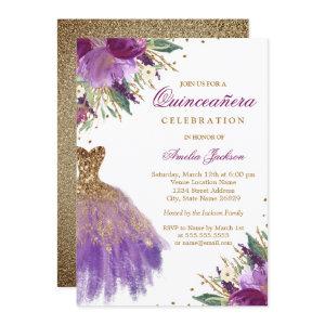 Purple Gold Glitter Amethyst Dress Quinceanera