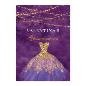 Purple Gold Glitter Dress Quinceanera