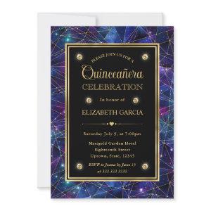 Purple & Gold Midnight Crystal Galaxy Quinceanera