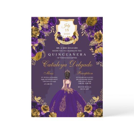 Purple & Gold Princess Castle Quinceañera