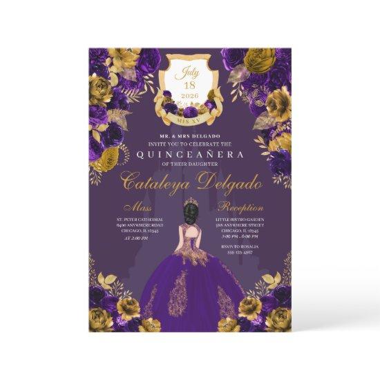 Purple & Gold Princess Castle Quinceañera
