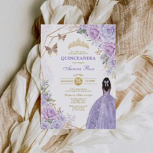 Purple Gold Quinceañera Brown Skin Butterfly Party