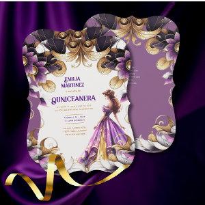 Purple Gold Quinceañera Dress
