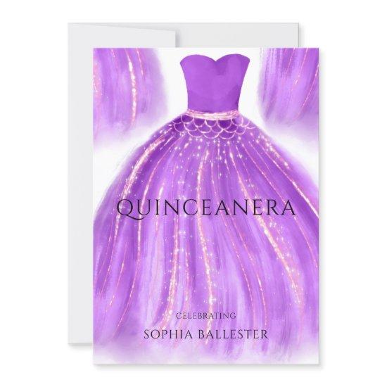 Purple & Gold Quinceanera Mermaid Dress Gown Party
