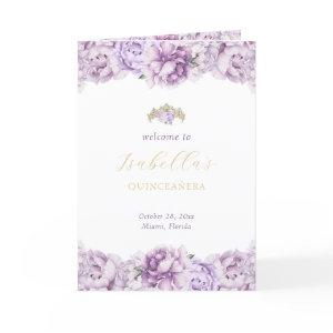 Purple Gold Quinceanera Princess Padrinos Event Program