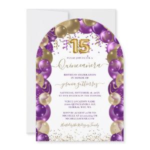 Purple Gold Sparkle Quinceañera Balloon