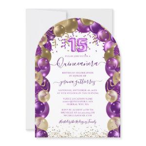 Purple Gold Sparkle Quinceañera Balloon