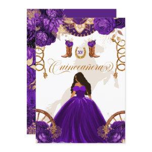 Purple Gold Western Charro 2-Sided Quinceanera