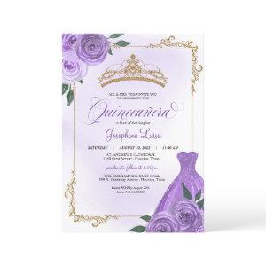 Purple Gold & White Floral Tiara Quinceañera