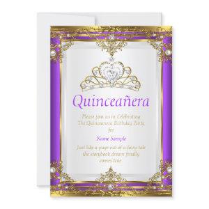 Purple Gold White Pearl Princess Quinceanera